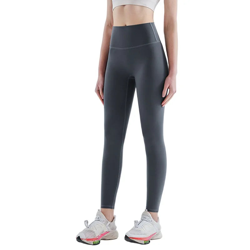 High waisted yoga pants for women, thin and nude, with no awkward lines, tight fitting and hip lifting sports and fitness pants,