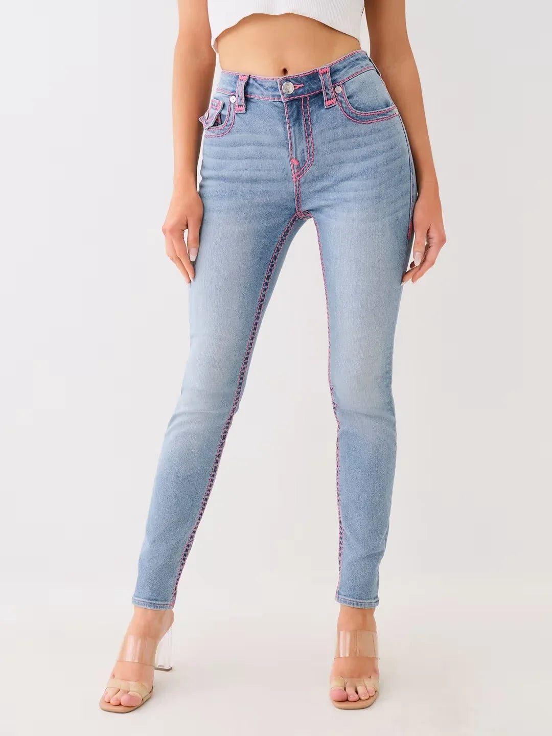 Sexy Retro Buddha Embroidered Low Rise Jeans Womens Skinny Jeans Fashionable Flare Jean Casual Washed Pants Sweatwear Denim Pant