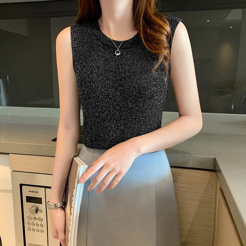 Summer Spring Fashion Tank Top Women Sleeveless Knitted T-Shirts Female Elastic Slim Casual Vests Tops Camis Pullover Shirts