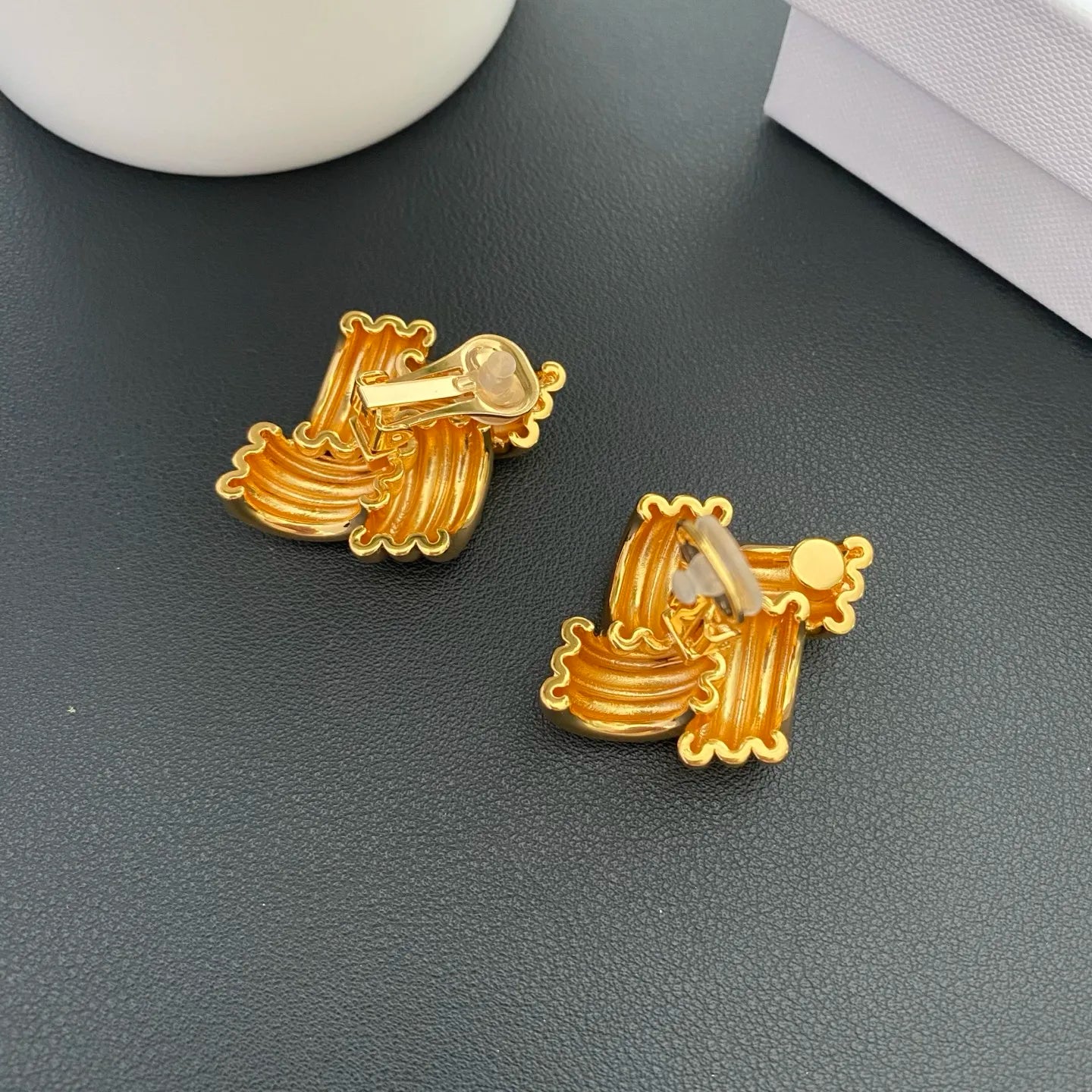Europe 18K Gold Plated Brass Geometric Line Earrings Woman Luxury Jewelry Fashion Party Trend