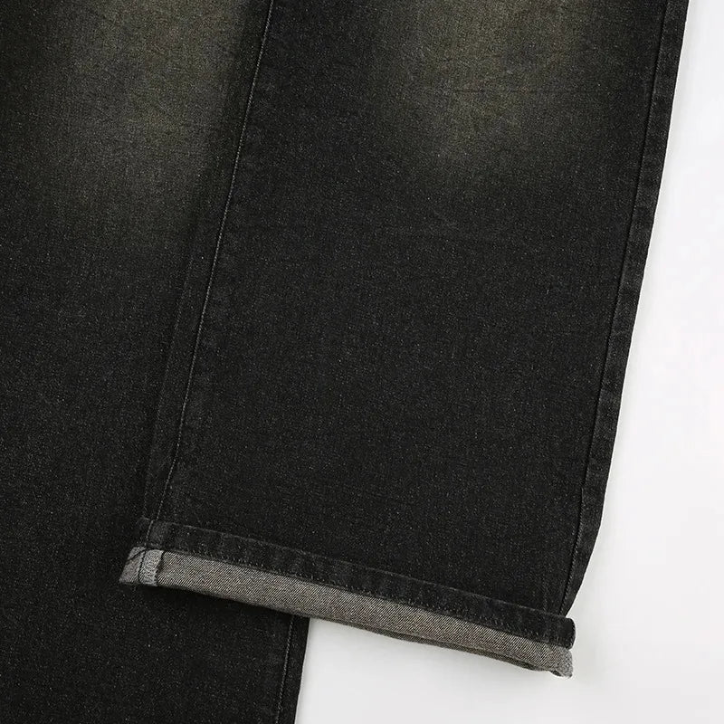 Low Waist Jeans for Women Goth Y2k Style Baggy Jeans Punk New Jeans Wide Leg Denim Pants Kpop Casual Loose Streetwear