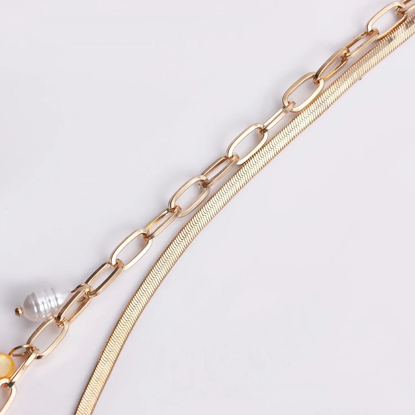 Women's pendant necklace natural geometric fashion imitation pearl jewelry color shell clavicle chain