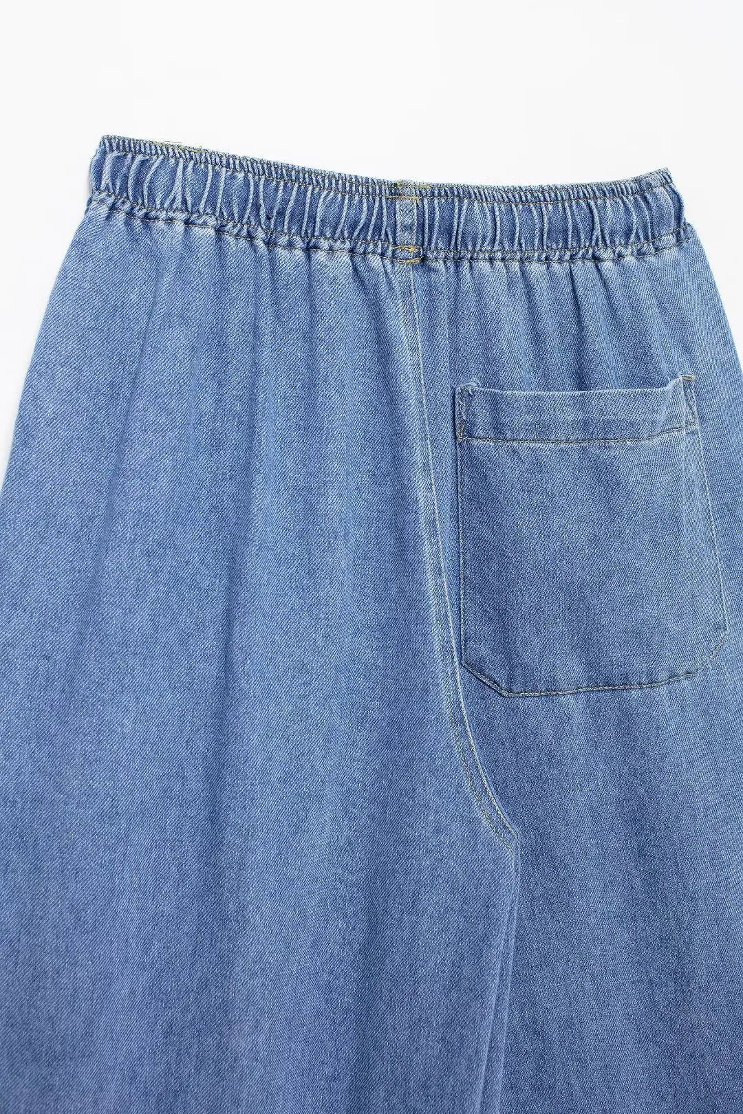 2024 Autumn Denim Pant For Women Loose High Waist Jeans Female Fashion Drawstring Elastic Waist Wide Leg Pants