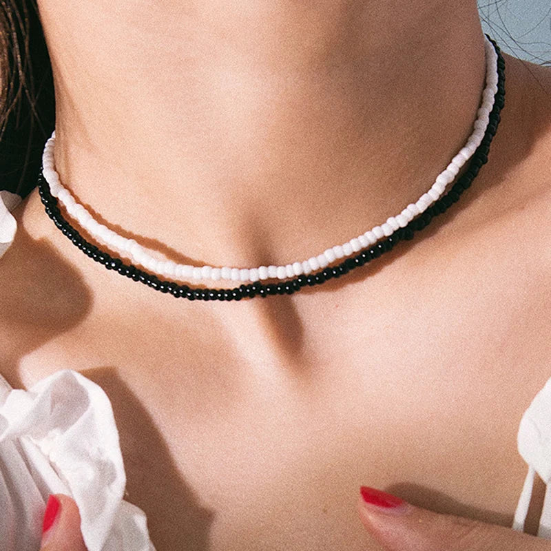 Bohemian Handmade Colorful Beads Chain Fashion Necklaces Tassels Pearl Pendant Jewelry For Women Accessories N0368