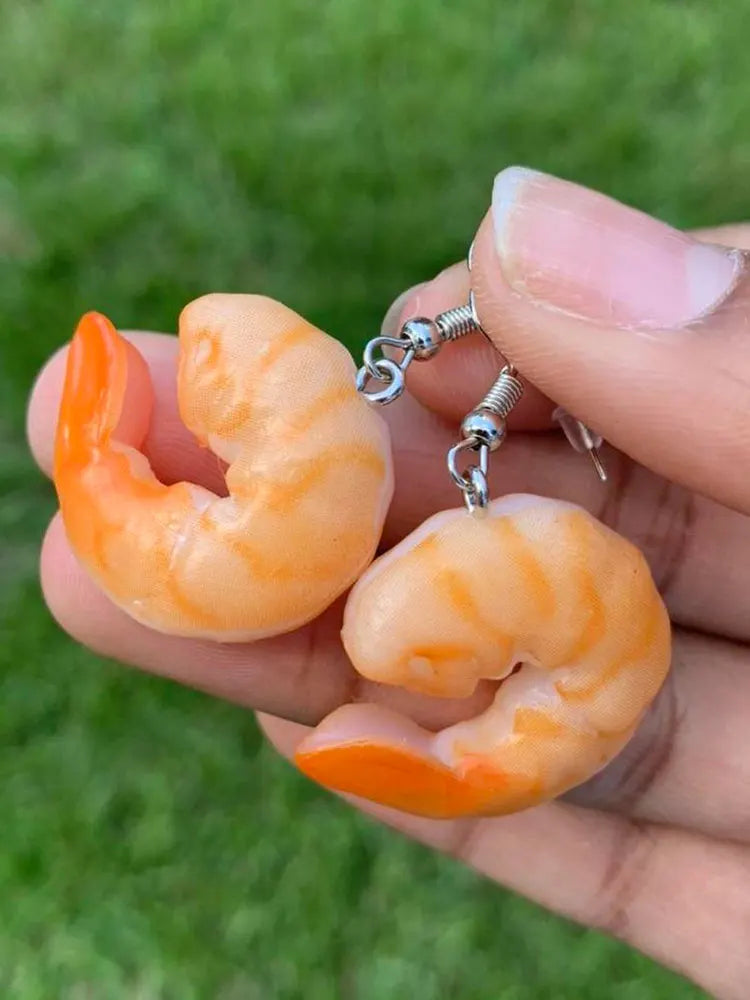 Realistic Shrimp Earrings Handmade Cute and Funny Earrings Food Earrings