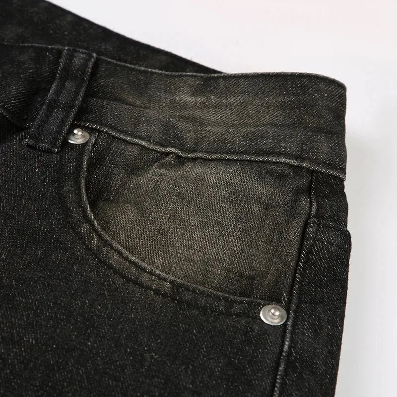 Low Waist Jeans for Women Goth Y2k Style Baggy Jeans Punk New Jeans Wide Leg Denim Pants Kpop Casual Loose Streetwear