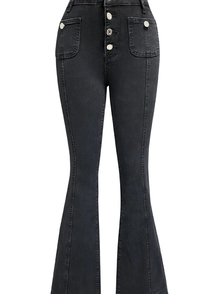 Women Fashion Vintage Washing Denim Long Pant Wide Leg High Waist Jeans 2025 New Lady Summer Commuter Y2k Denim Trousers