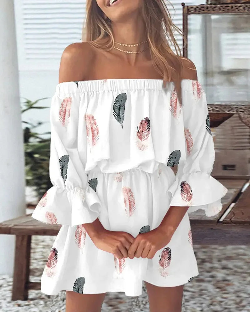 Women Sexy Top Summer Off Shoulder Floral Blouses Women 2023 Boho Casual Backless Blouse Female Holiday Slash Neck Tops Clothing