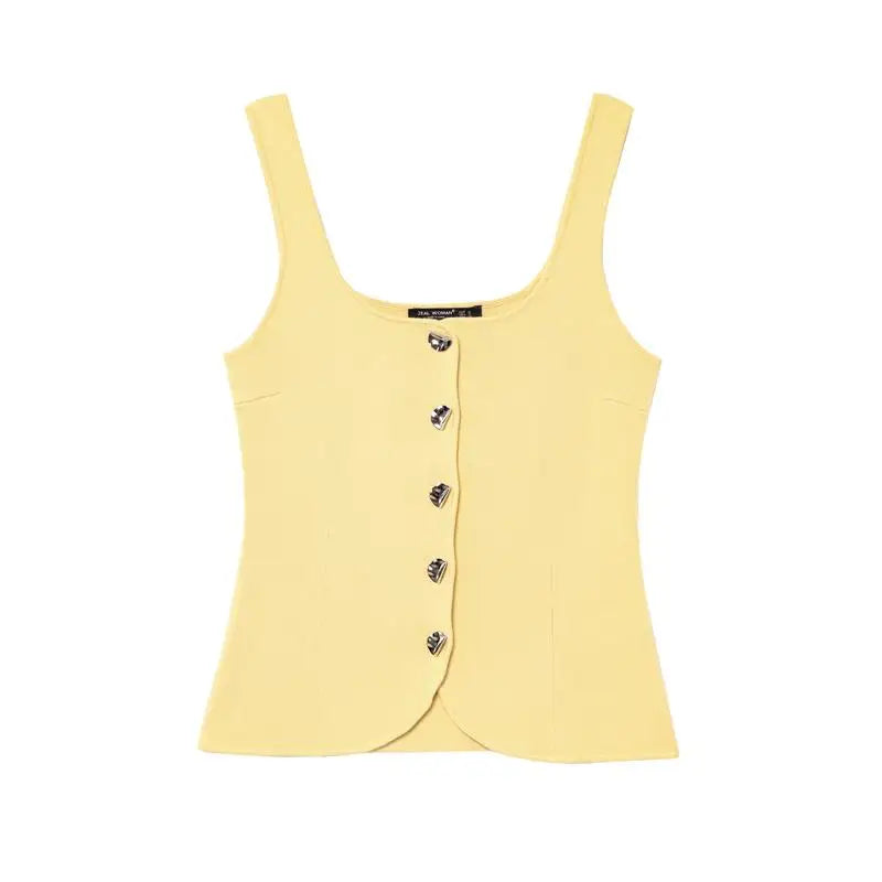 Women's 2025 New Summer Tops Chic Elastic Slim Elegant Holiday Women's Tops Summer Street Fashion Youth Tank Tops