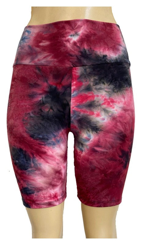 JUNIORS HIGH WAISTED TIE DYE COTTON BIKER SHORTS