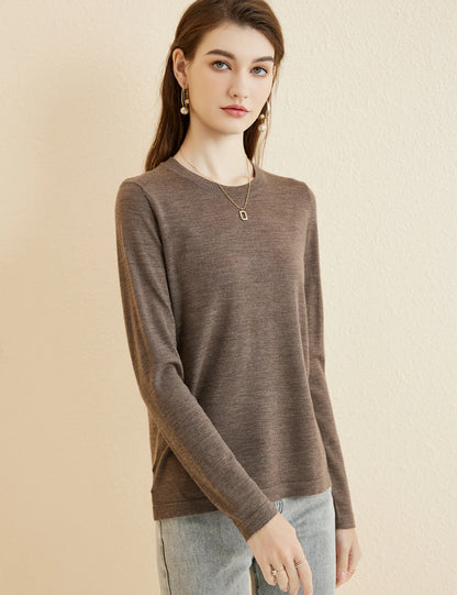 Women's T Shirt 100% Merino Wool Base Layer Top Fall Winter Fashion Crewneck Soft Merino Tee Long Sleeve Tops Knit Women Clothes