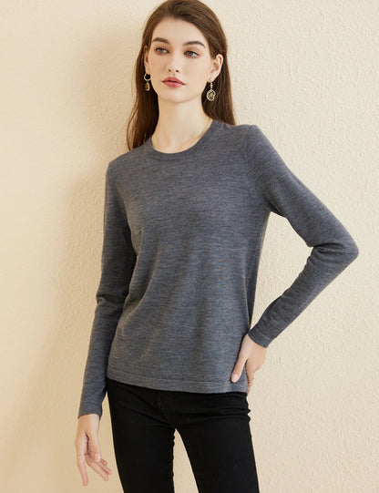 Women's T Shirt 100% Merino Wool Base Layer Top Fall Winter Fashion Crewneck Soft Merino Tee Long Sleeve Tops Knit Women Clothes