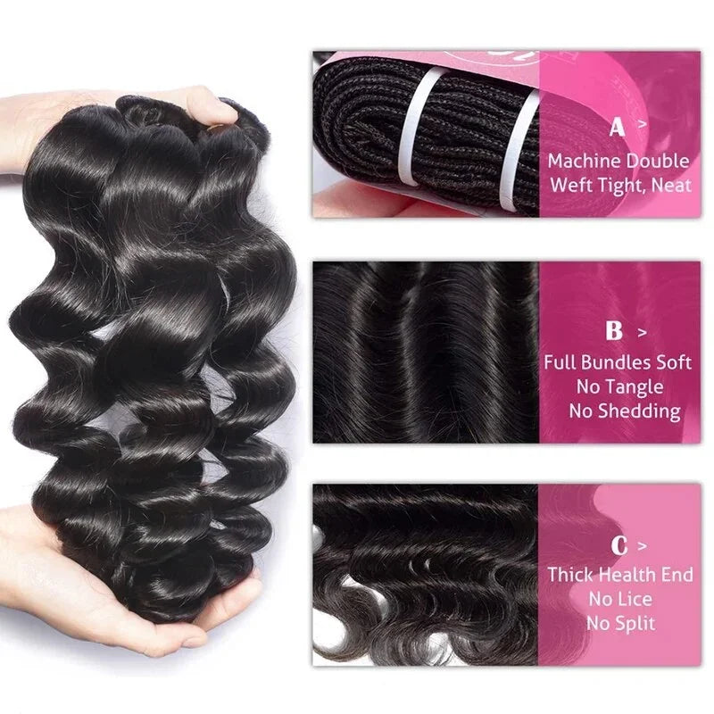 18-40 Inchs Loose Wave Bundles Brazilian Human Hair Weave Bundles 2/4/6 Bundles Deal Top Quality Human Hair Extensions Wholeasle
