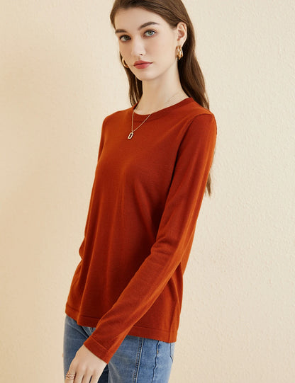 Women's T Shirt 100% Merino Wool Base Layer Top Fall Winter Fashion Crewneck Soft Merino Tee Long Sleeve Tops Knit Women Clothes