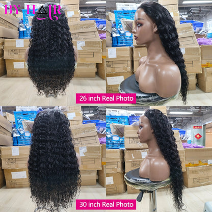 6x4 Glueless Wig Water Wave Human Hair Wigs Ready To Wear Pre-Cut Lace Glueless Curly Wigs Lace Front Human Hair Wig For Women