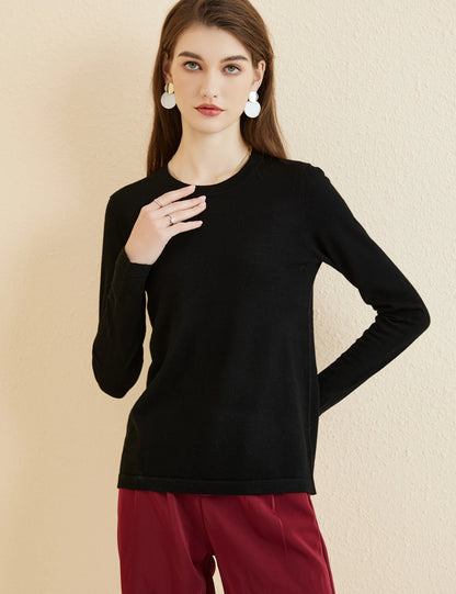 Women's T Shirt 100% Merino Wool Base Layer Top Fall Winter Fashion Crewneck Soft Merino Tee Long Sleeve Tops Knit Women Clothes