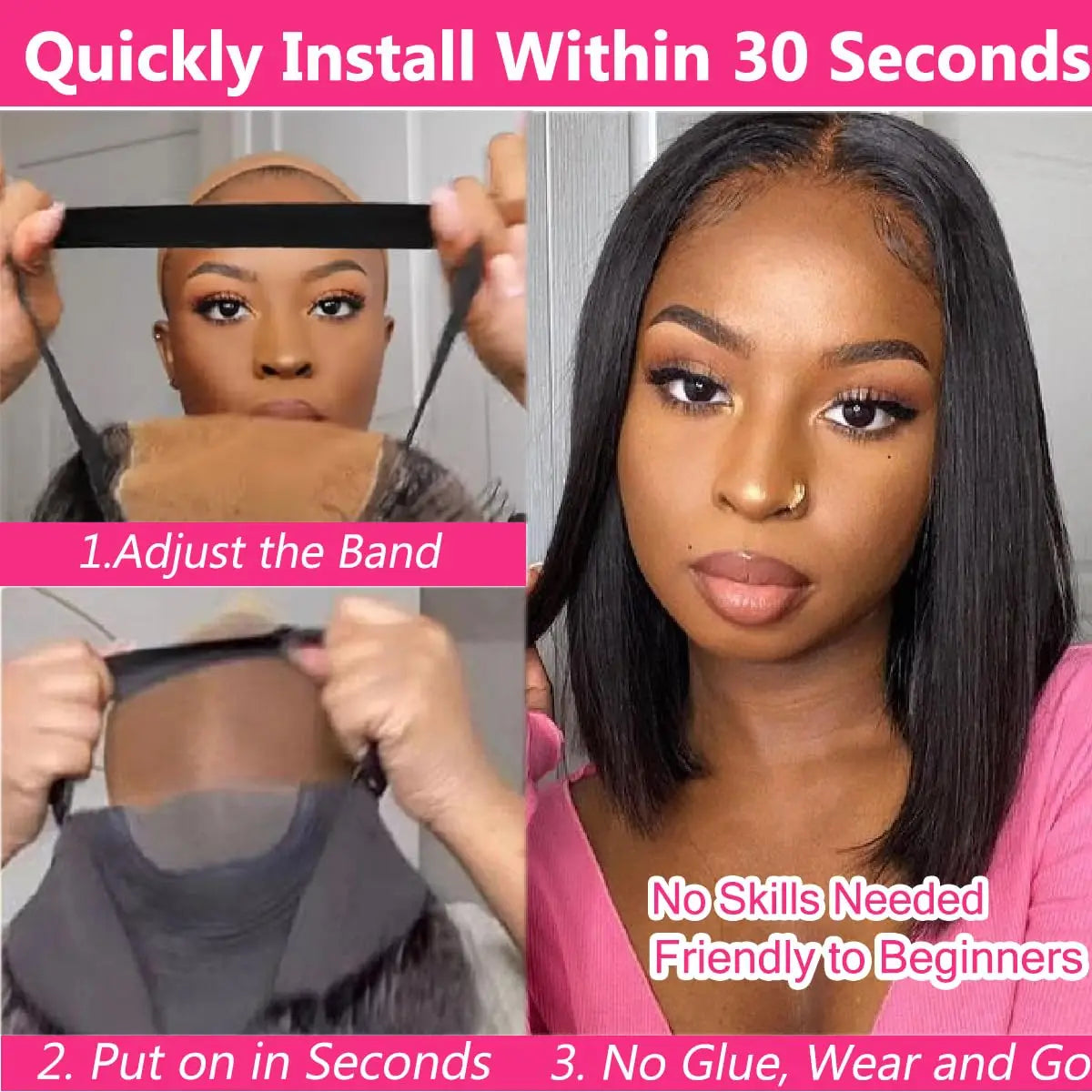 Glueless Wear Go Straight Human Hair Wigs Short Ready To Wear Bob Wigs Without Glue Closure Front Wigs For Women on Sale