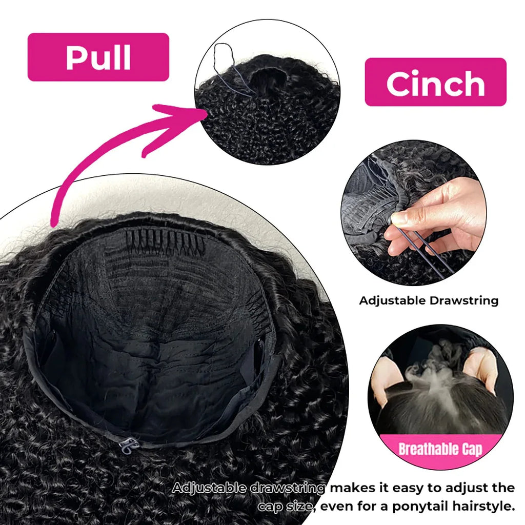 VSHOW 3 In 1 Half Wig With Drawstring Body Wave Wigs Human Hair Invisible Hairline Flip Over Wig Beginner Friendly
