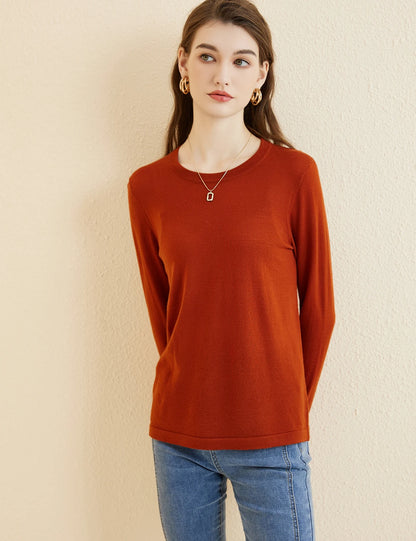 Women's T Shirt 100% Merino Wool Base Layer Top Fall Winter Fashion Crewneck Soft Merino Tee Long Sleeve Tops Knit Women Clothes