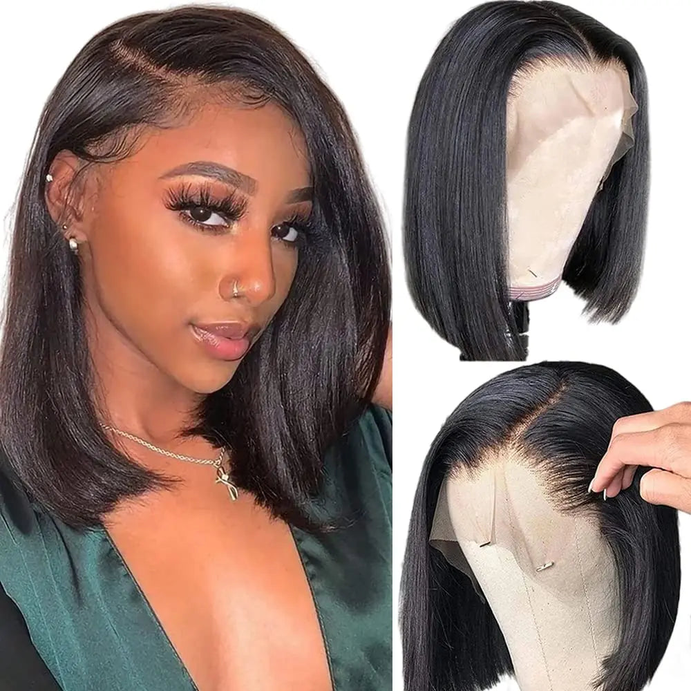 Glueless Wear Go Straight Human Hair Wigs Short Ready To Wear Bob Wigs Without Glue Closure Front Wigs For Women on Sale