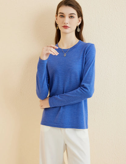 Women's T Shirt 100% Merino Wool Base Layer Top Fall Winter Fashion Crewneck Soft Merino Tee Long Sleeve Tops Knit Women Clothes