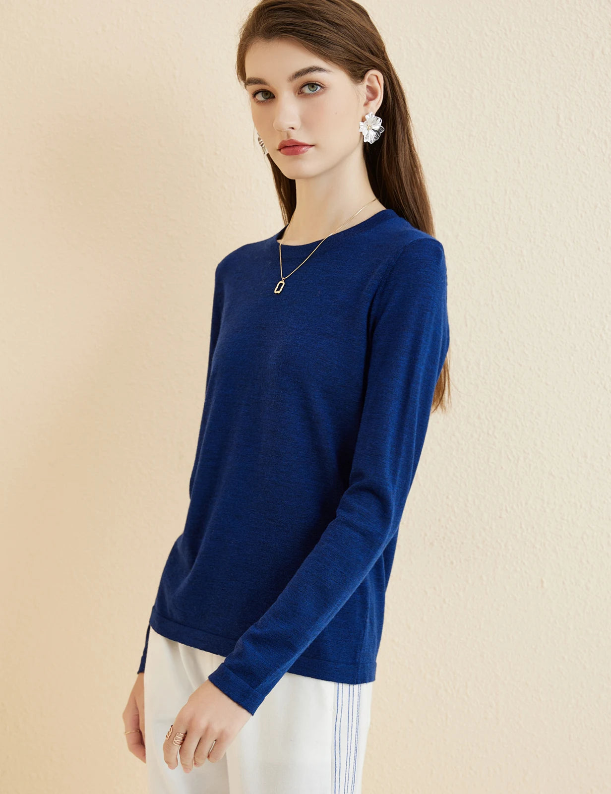 Women's T Shirt 100% Merino Wool Base Layer Top Fall Winter Fashion Crewneck Soft Merino Tee Long Sleeve Tops Knit Women Clothes