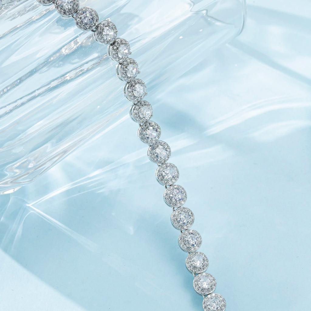 Tennis Necklace for Women Men Silver White Gold Plated Full Zircon Moissanite Tennis Chain Zircon Necklace For Men Gift
