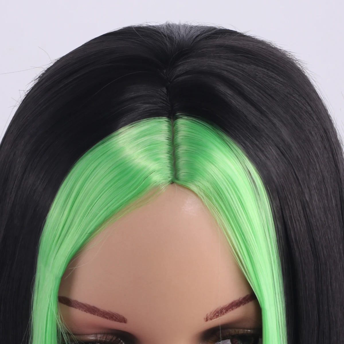 Waist-Length, Long Hair, Straight Hair, Middle Parted Gradient Green and Black Women's Dress-Up Wig, Soft, Synthetic, Heat-Resistant and Durable, Suitable for Daily Dress-Up, Wear and Party Cosplay Wig, Party Supplies, Hairst