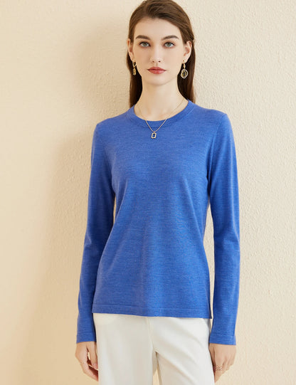 Women's T Shirt 100% Merino Wool Base Layer Top Fall Winter Fashion Crewneck Soft Merino Tee Long Sleeve Tops Knit Women Clothes