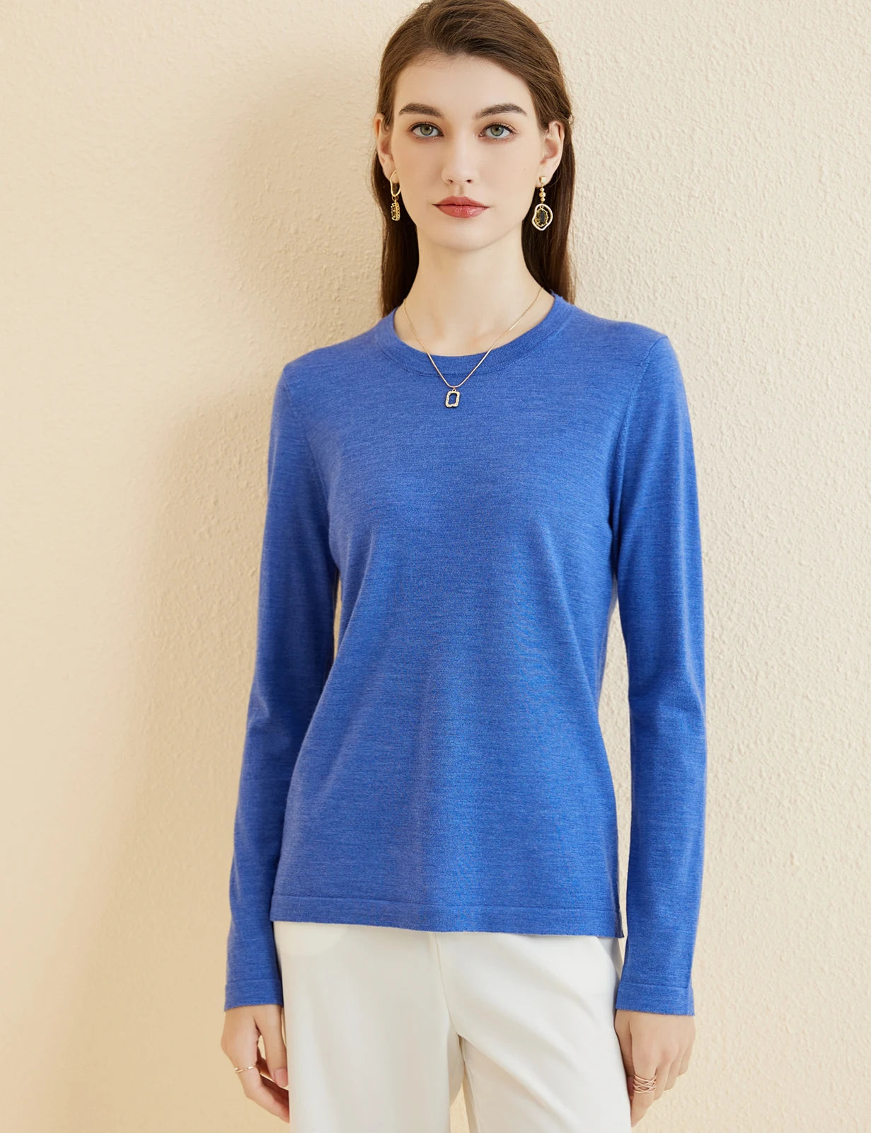 Women's T Shirt 100% Merino Wool Base Layer Top Fall Winter Fashion Crewneck Soft Merino Tee Long Sleeve Tops Knit Women Clothes