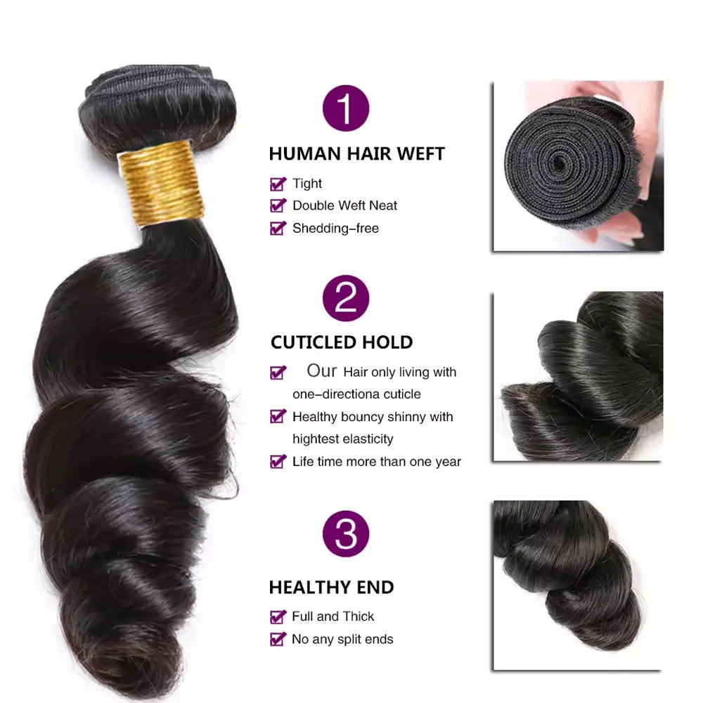 18-40 Inchs Loose Wave Bundles Brazilian Human Hair Weave Bundles 2/4/6 Bundles Deal Top Quality Human Hair Extensions Wholeasle