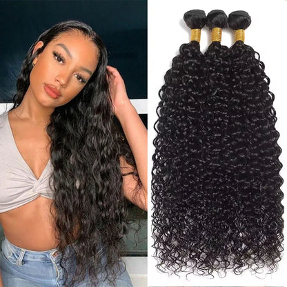 Water Wave Human Hair Bundles Natural Color 100% Human Hair Wig  Water Wave One Weave Bundles Unprocessed For Black Women