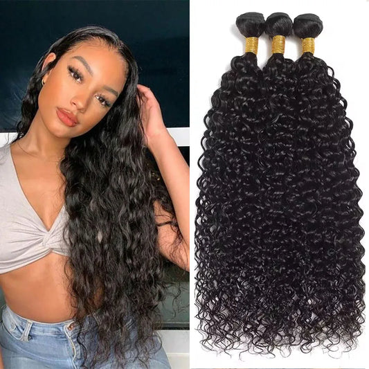 Water Wave Human Hair Bundles Natural Color 100% Human Hair Wig  Water Wave One Weave Bundles Unprocessed For Black Women