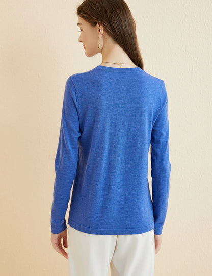 Women's T Shirt 100% Merino Wool Base Layer Top Fall Winter Fashion Crewneck Soft Merino Tee Long Sleeve Tops Knit Women Clothes