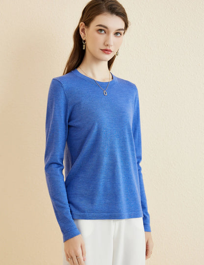 Women's T Shirt 100% Merino Wool Base Layer Top Fall Winter Fashion Crewneck Soft Merino Tee Long Sleeve Tops Knit Women Clothes