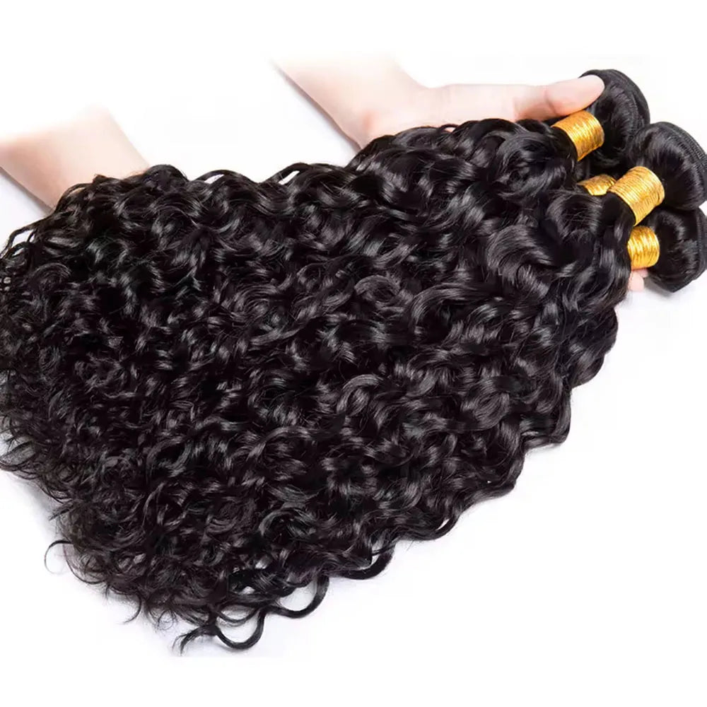 Water Wave Human Hair Bundles Natural Color 100% Human Hair Wig  Water Wave One Weave Bundles Unprocessed For Black Women
