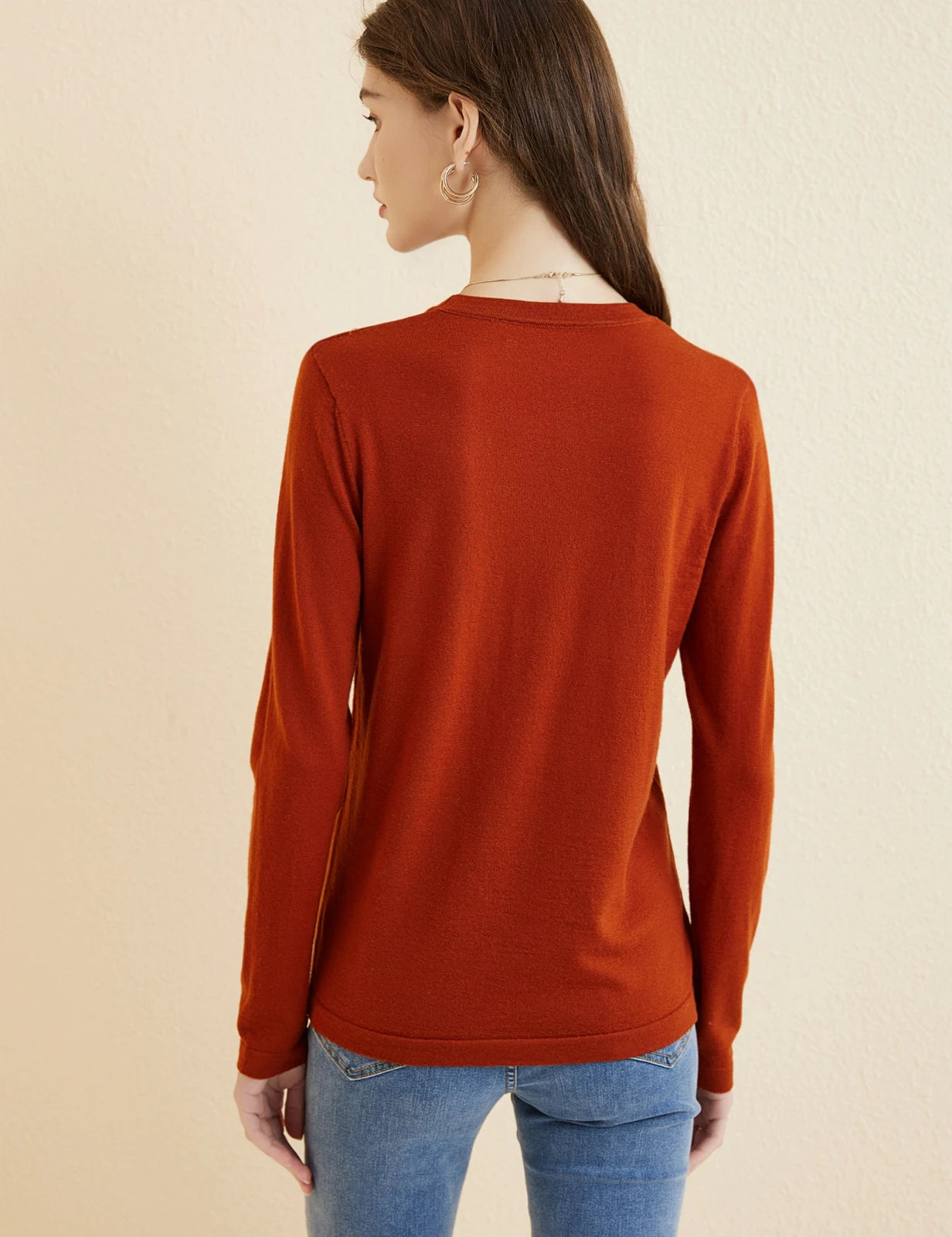 Women's T Shirt 100% Merino Wool Base Layer Top Fall Winter Fashion Crewneck Soft Merino Tee Long Sleeve Tops Knit Women Clothes