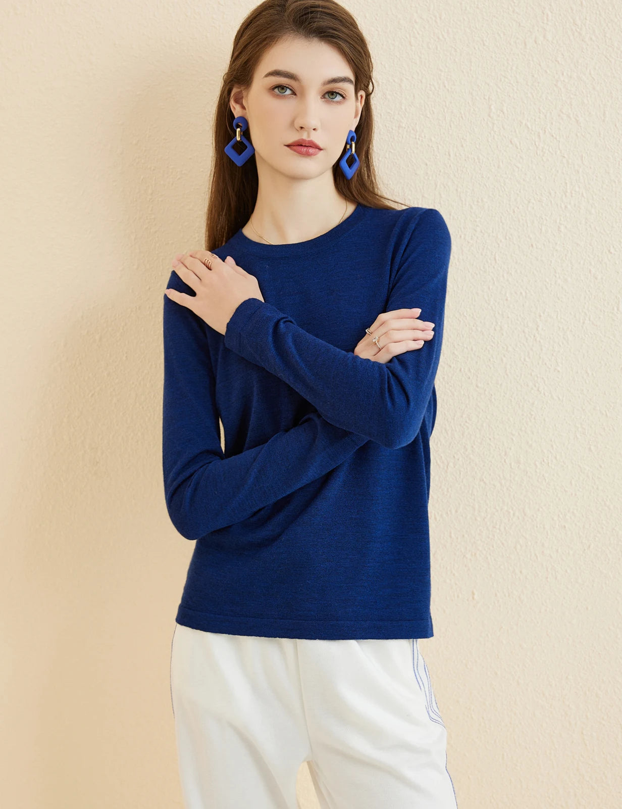 Women's T Shirt 100% Merino Wool Base Layer Top Fall Winter Fashion Crewneck Soft Merino Tee Long Sleeve Tops Knit Women Clothes