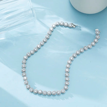 Tennis Necklace for Women Men Silver White Gold Plated Full Zircon Moissanite Tennis Chain Zircon Necklace For Men Gift