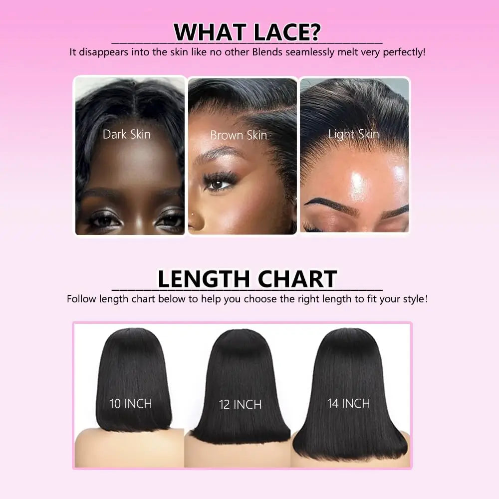 Glueless Wear Go Straight Human Hair Wigs Short Ready To Wear Bob Wigs Without Glue Closure Front Wigs For Women on Sale