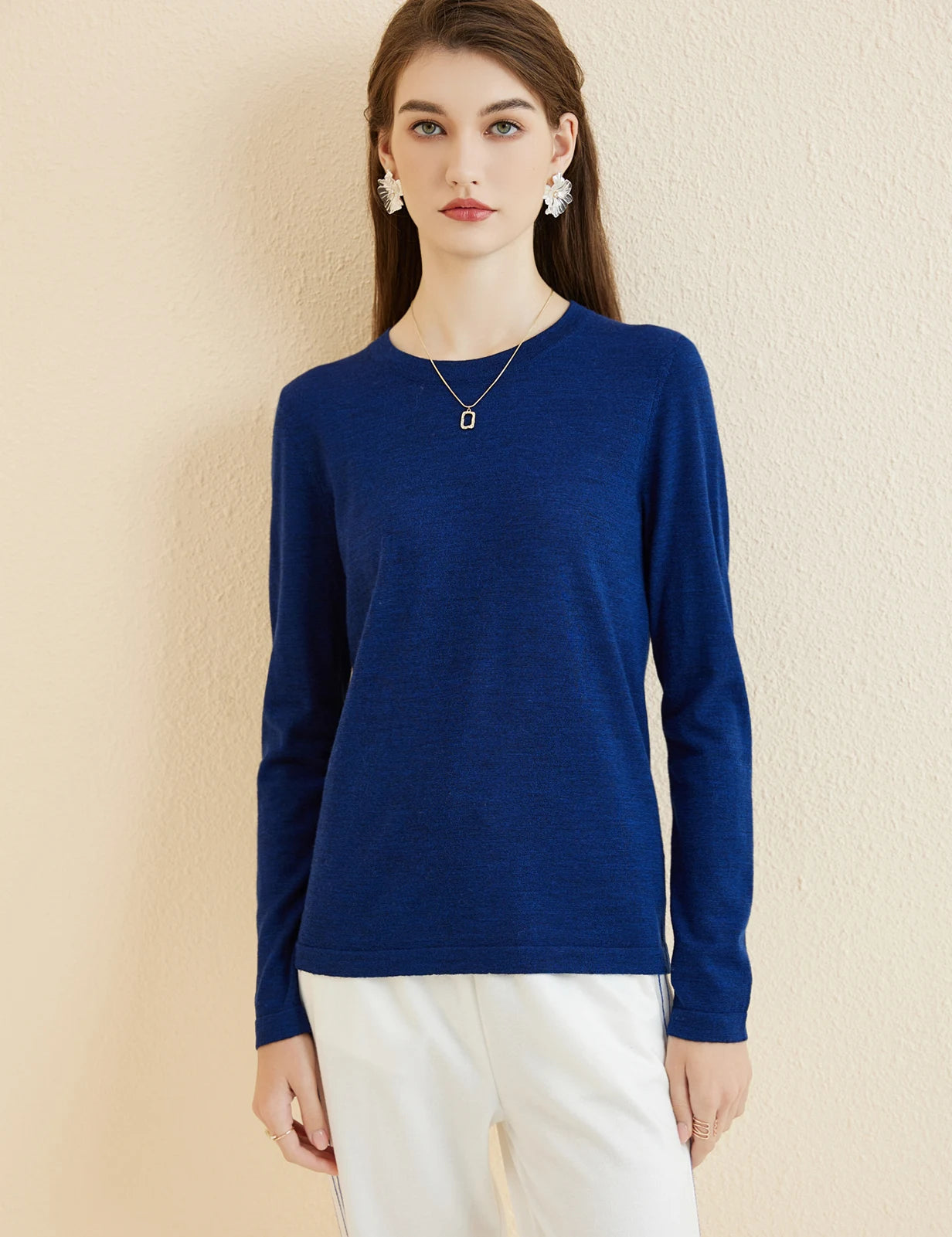 Women's T Shirt 100% Merino Wool Base Layer Top Fall Winter Fashion Crewneck Soft Merino Tee Long Sleeve Tops Knit Women Clothes