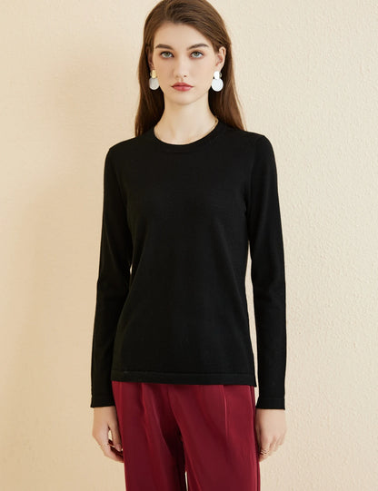 Women's T Shirt 100% Merino Wool Base Layer Top Fall Winter Fashion Crewneck Soft Merino Tee Long Sleeve Tops Knit Women Clothes