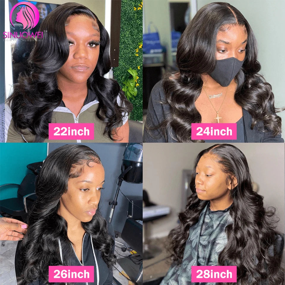 Sinuowei U V Part Wig Body Wave Human Hair Wigs For Women Brazilian No Glue 10-28 Inches Wavy Upgrade Wig Natural Black Wigs