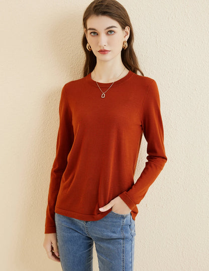 Women's T Shirt 100% Merino Wool Base Layer Top Fall Winter Fashion Crewneck Soft Merino Tee Long Sleeve Tops Knit Women Clothes