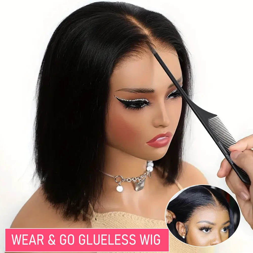 Glueless Wear Go Straight Human Hair Wigs Short Ready To Wear Bob Wigs Without Glue Closure Front Wigs For Women on Sale