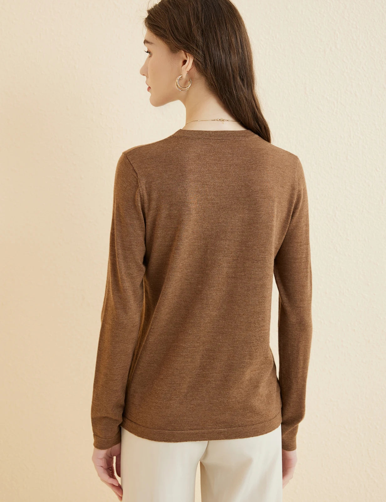 Women's T Shirt 100% Merino Wool Base Layer Top Fall Winter Fashion Crewneck Soft Merino Tee Long Sleeve Tops Knit Women Clothes