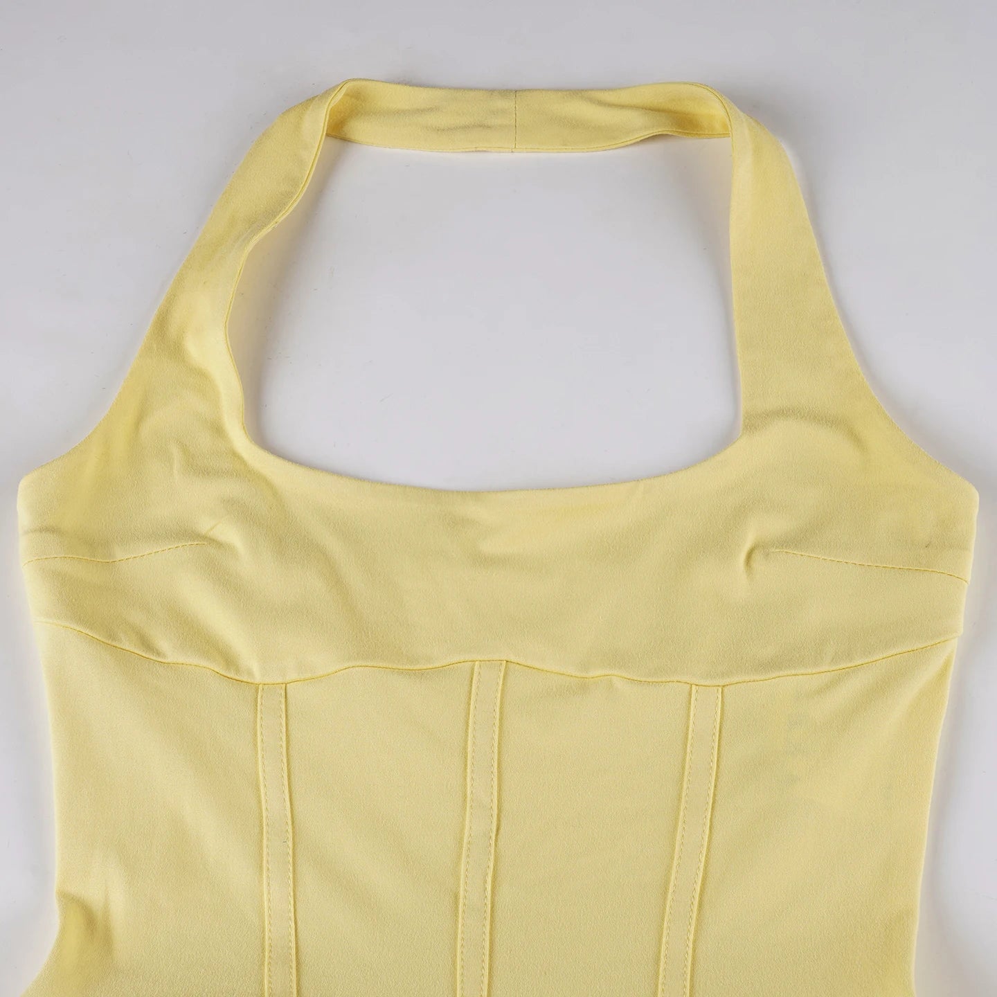 Women's Dresses 2025 Halter Mini Dress Chic U Neck Layer Ruffles Hem Bodycone A Line Vestido Summer Ladies Street Party Wear