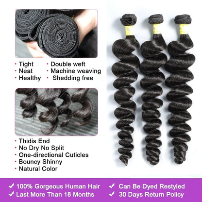 18-40 Inchs Loose Wave Bundles Brazilian Human Hair Weave Bundles 2/4/6 Bundles Deal Top Quality Human Hair Extensions Wholeasle