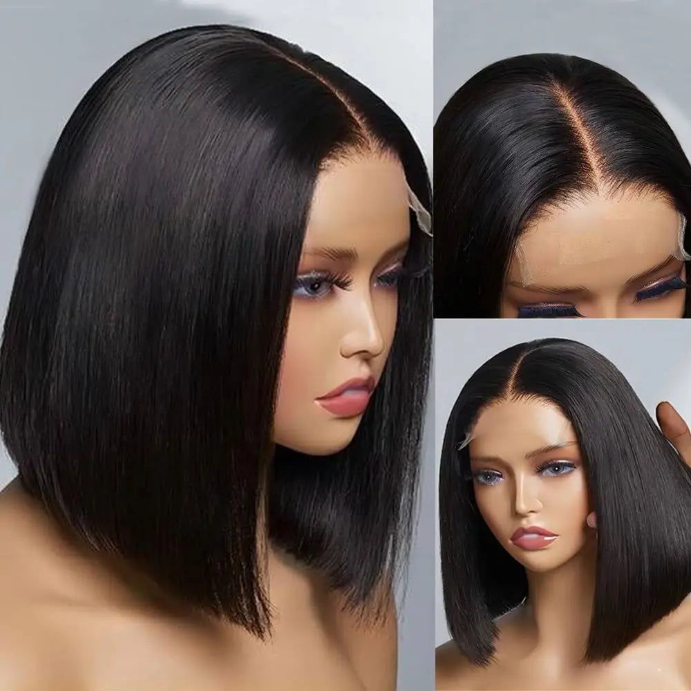 Glueless Wear Go Straight Human Hair Wigs Short Ready To Wear Bob Wigs Without Glue Closure Front Wigs For Women on Sale