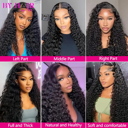 6x4 Glueless Wig Water Wave Human Hair Wigs Ready To Wear Pre-Cut Lace Glueless Curly Wigs Lace Front Human Hair Wig For Women